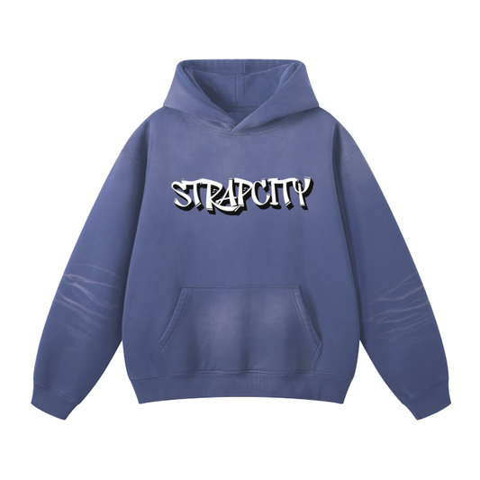 Denim Blue  Washed Dyed Fleece Hoodie