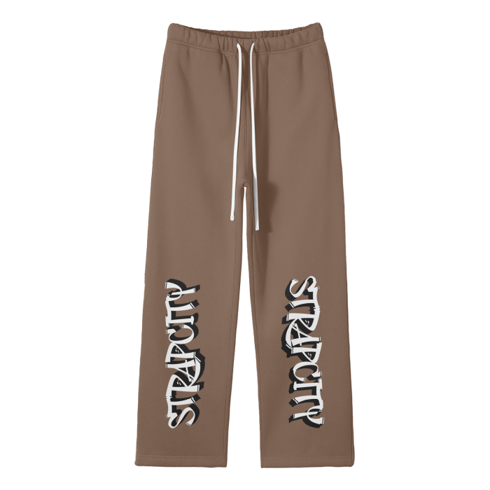 Streetwear Unisex Solid Color Fleece Straight Leg Pants
