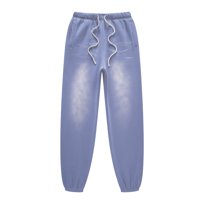Denim Blue Washed Dyed Fleece Joggers