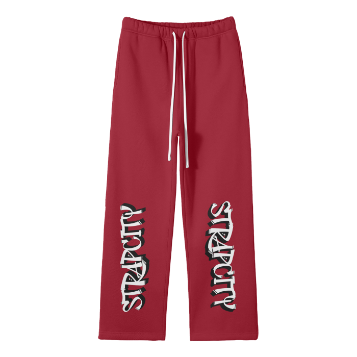 Streetwear Unisex Solid Color Fleece Straight Leg Pants